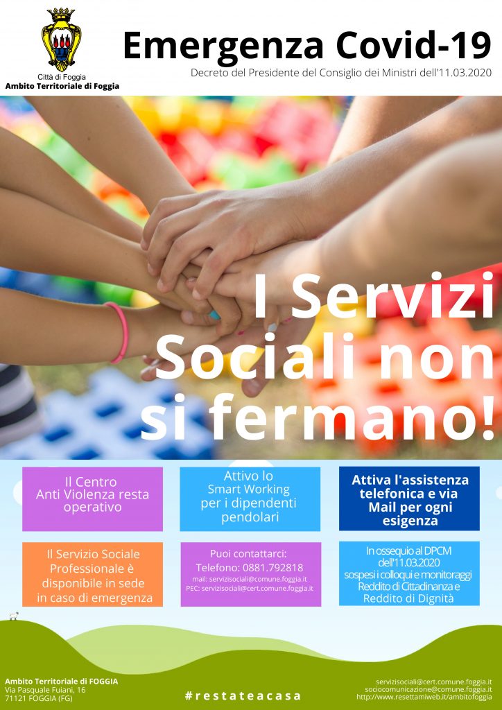 Emergenza Covid19 – I Servizi Sociali non si fermano!