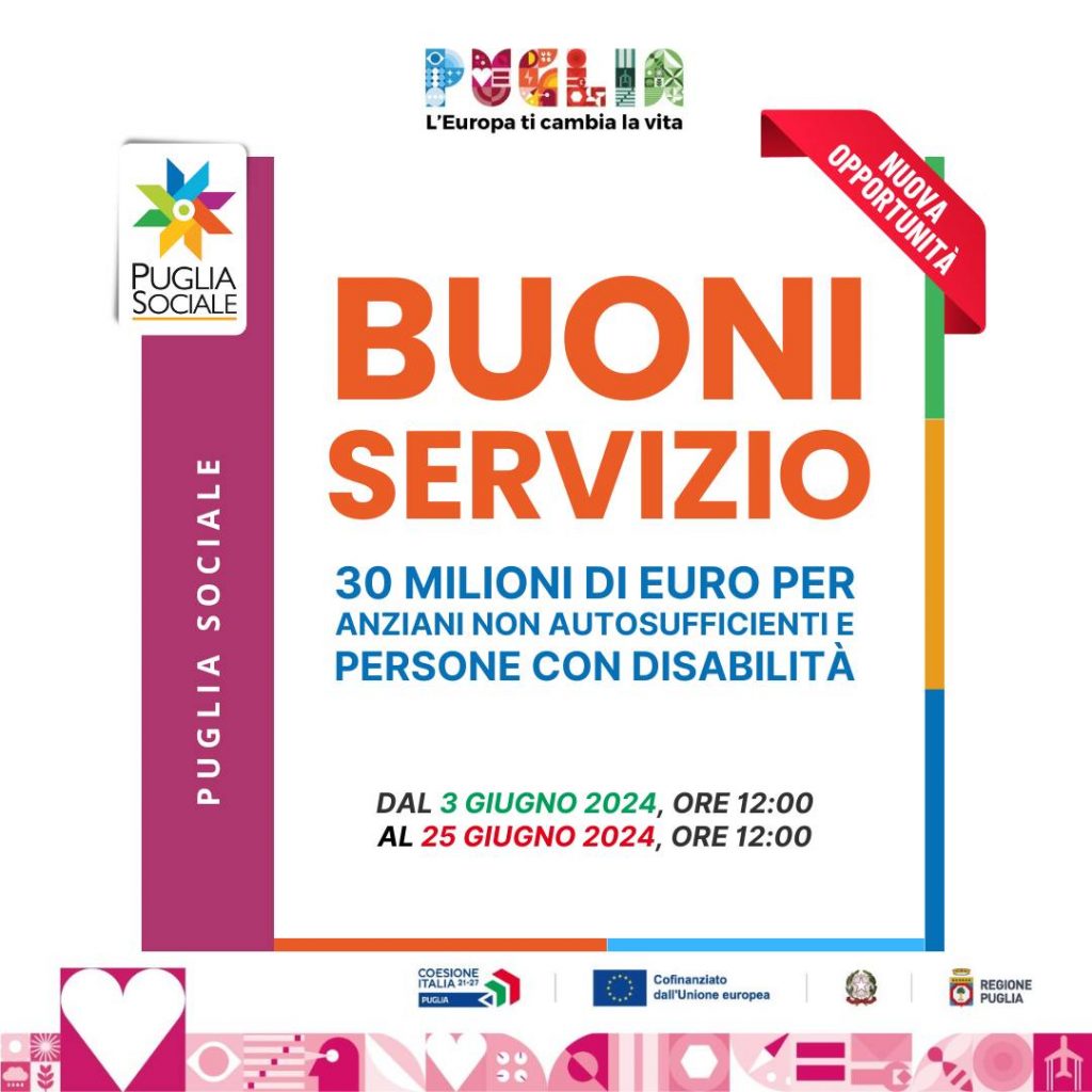 Buoni servizio per anziani non autosufficienti e persone con disabilità: nuovo avviso pubblico
