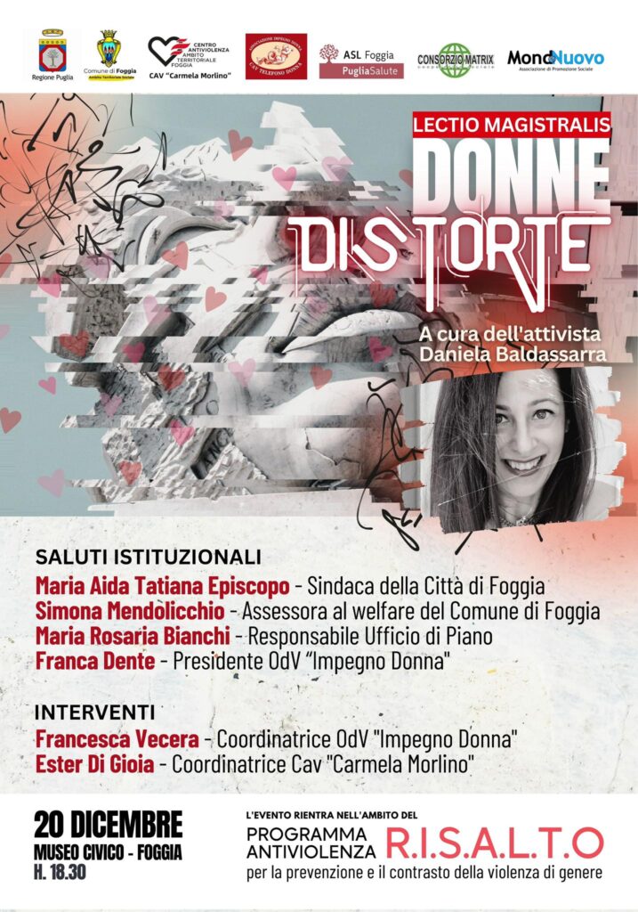 Programma Antiviolenza R.I.S.A.L.T.O. Arriva la Lectio Magistralis “Donne Distorte”